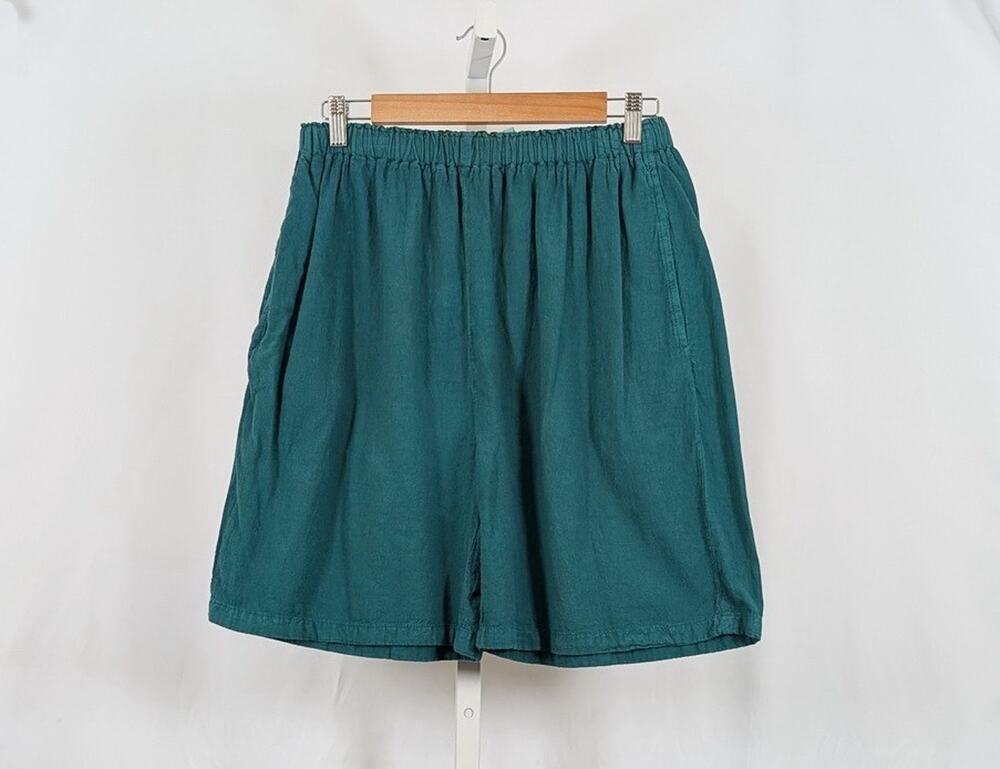 Vintage 90s Shorts Green Cotton Women's Size M California Drawstrings - Picture 1 of 5